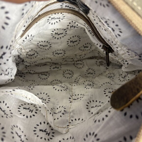 Vintage N Vogue Myra Bag Ratel Shoulder Bag Eco-Friendly Upcycled Brown/White - Picture 11 of 15